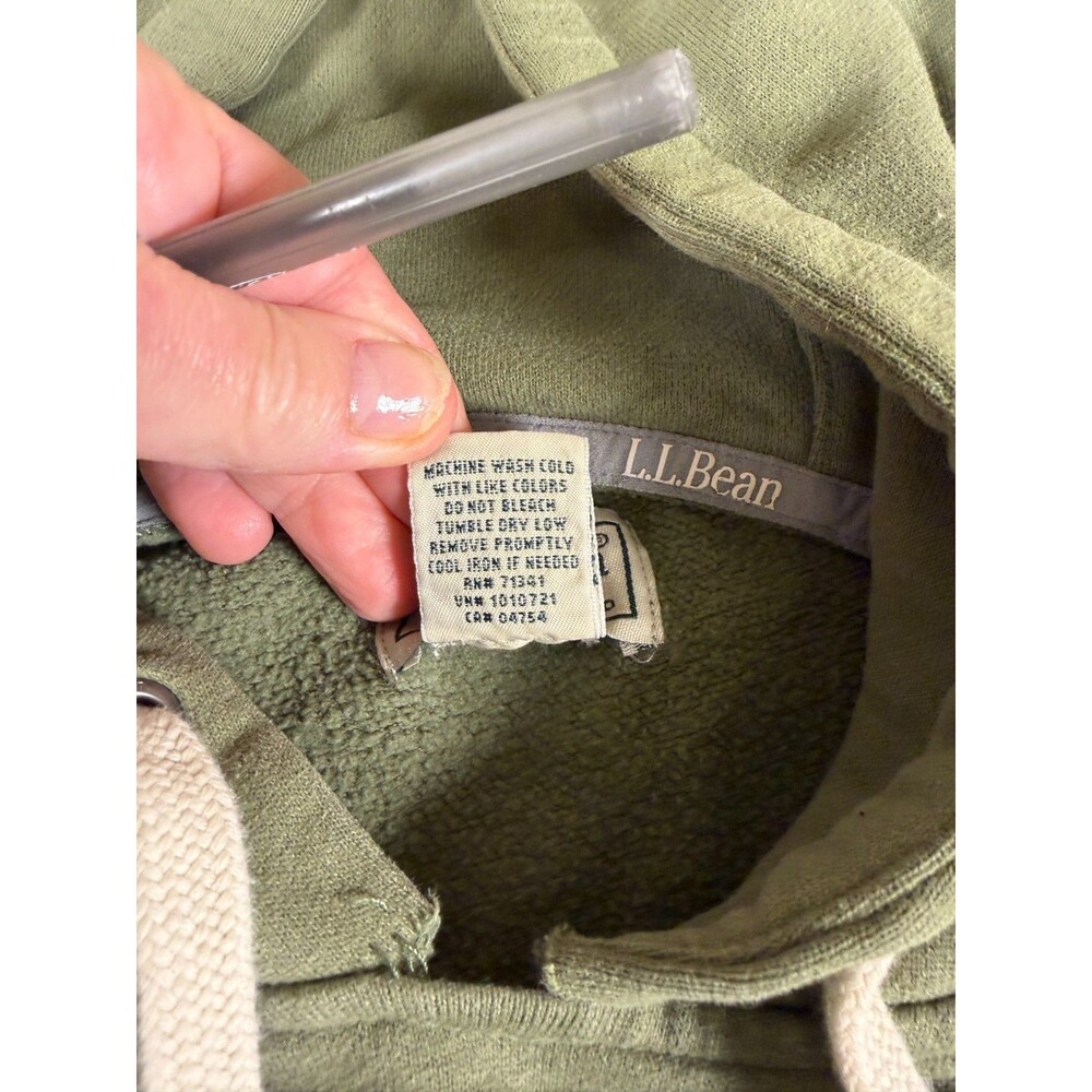 LLBean Olive Hoodie Sweatshirt Since 1912 Pullover Hooded Fleece Small SKU135 - Picture 5 of 9